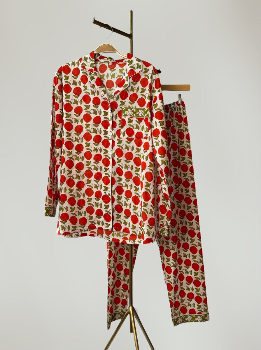 Block Printed Pajamas - Long Sleeve & Pants