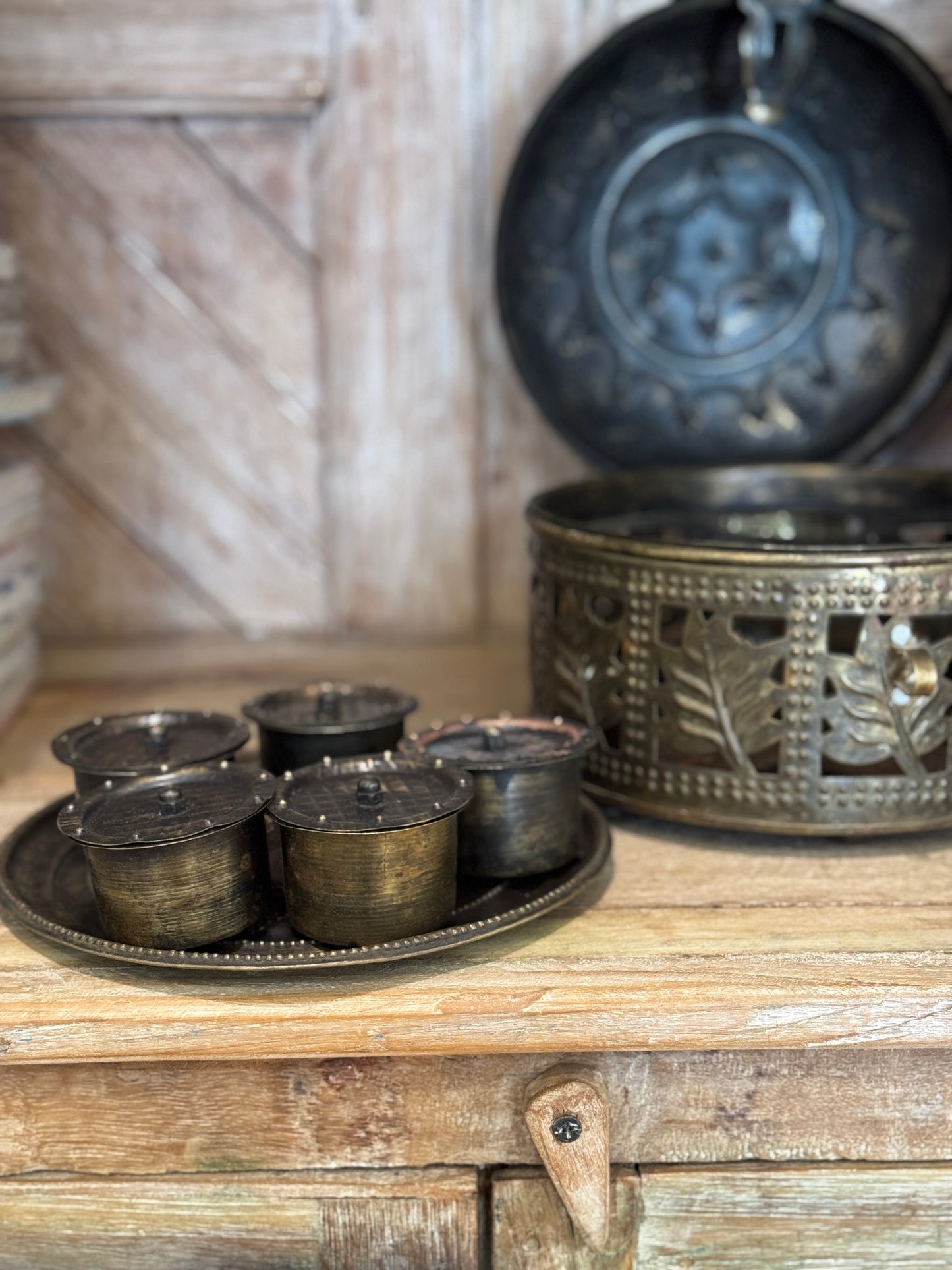 Vintage Brass Masala Container