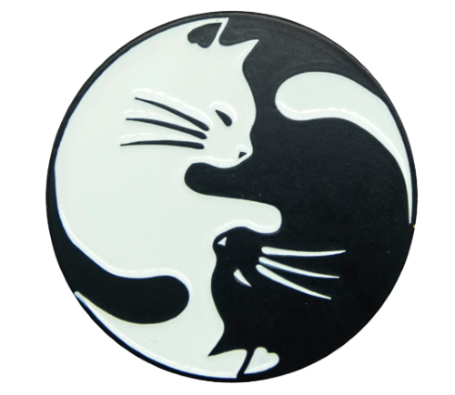 Yin Yang Enamel Cat Pin