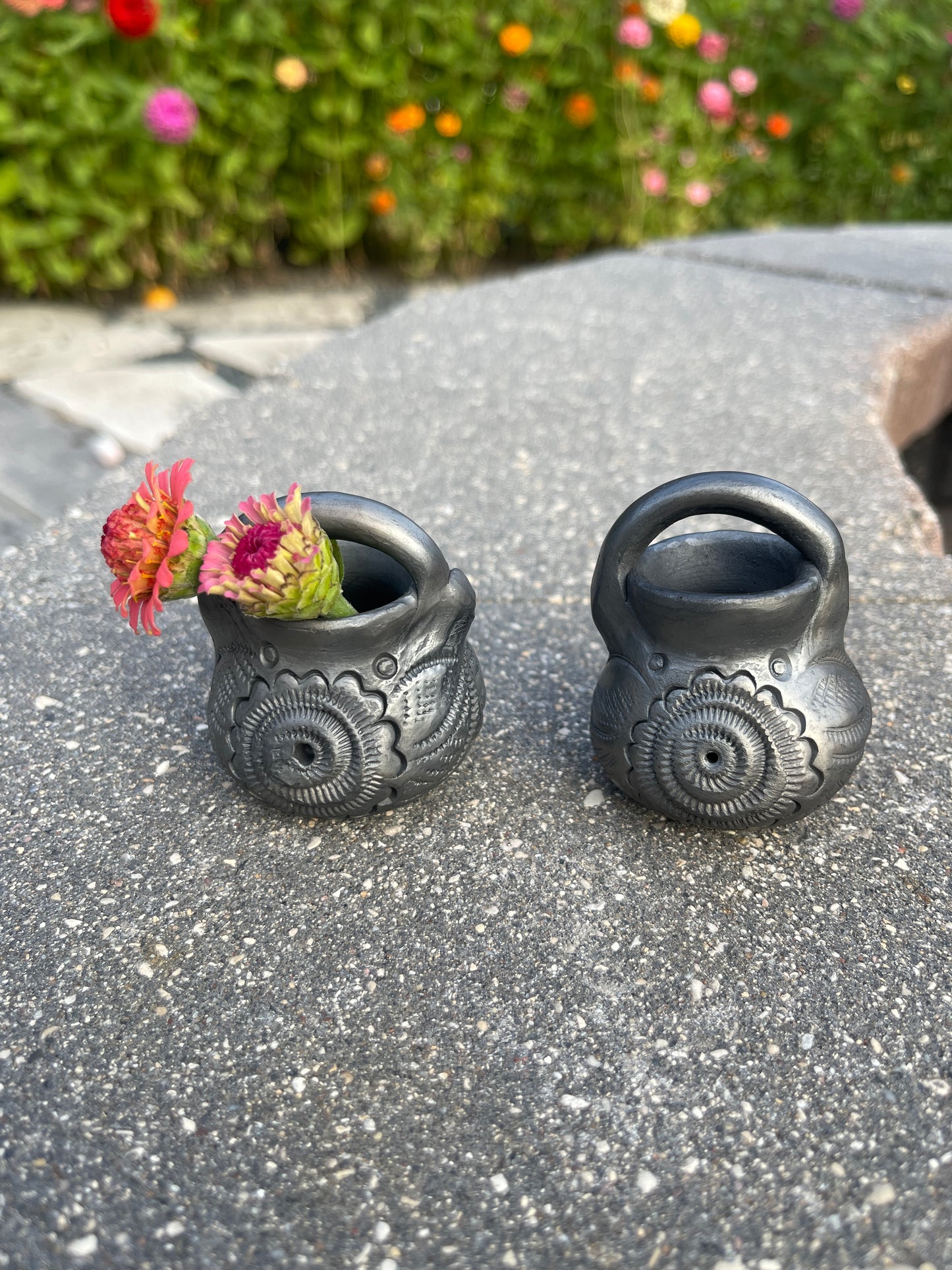 Mini Black Pottery Handled Vase