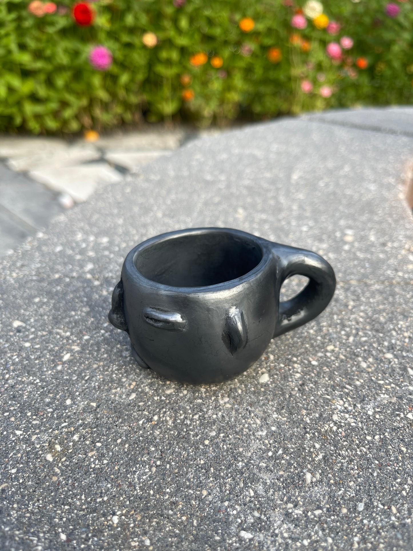 Oaxacan Black Pottery Face Cups With Handle