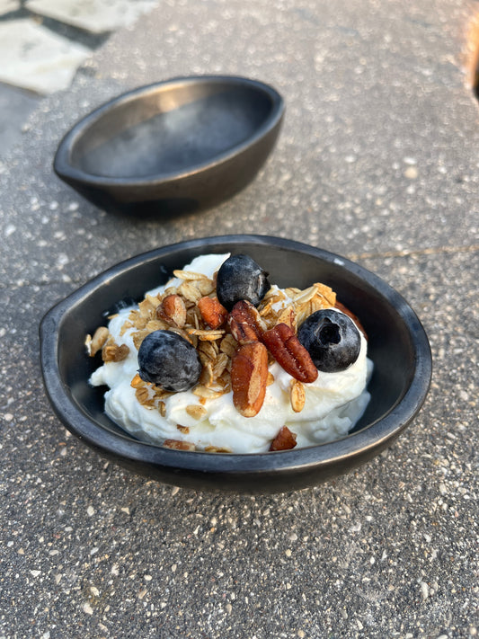 Oval Black Pottery Bowl