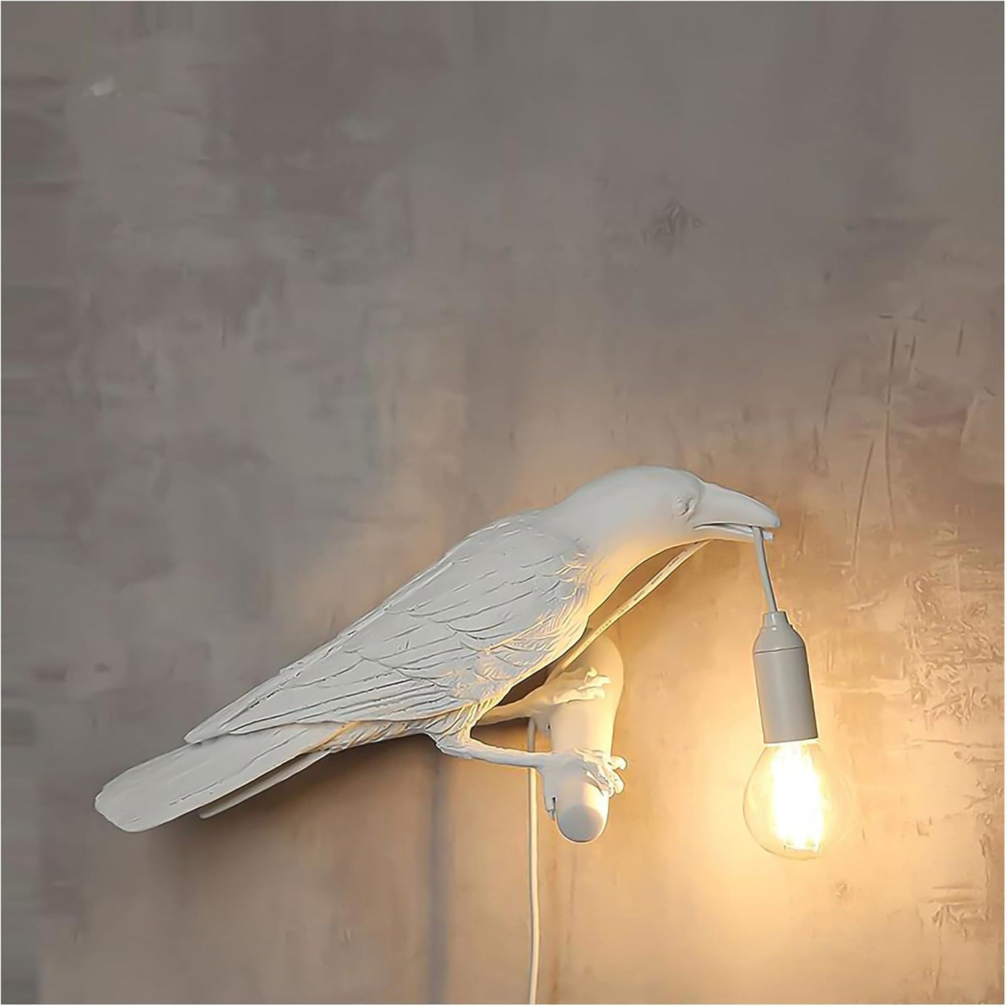 White Raven Bird Wall Light