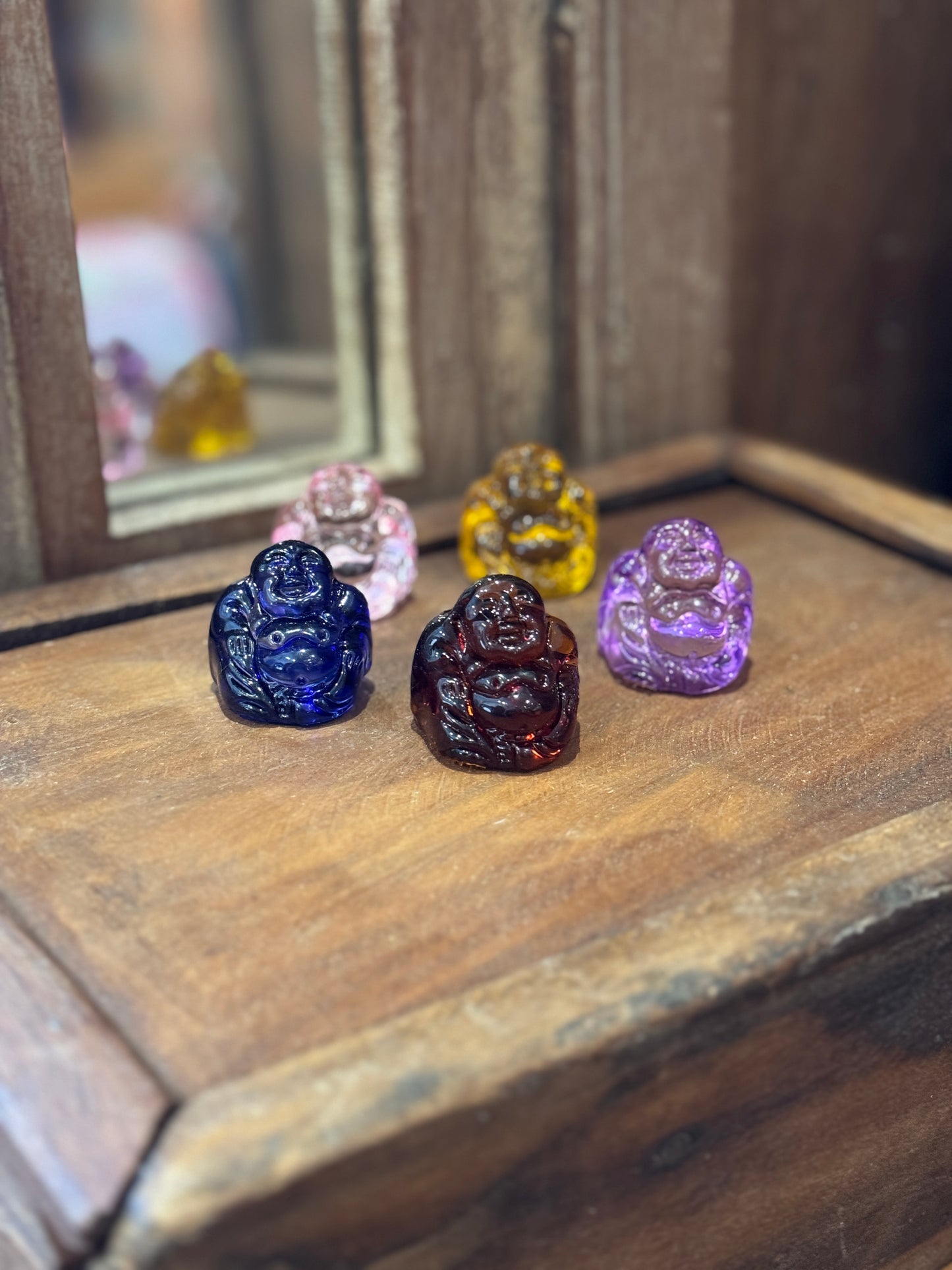 Colorful Pocket “Crystal” Buddhas – Set of 5