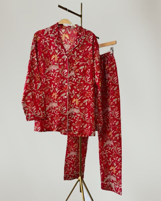 Block Printed Pajamas - Long Sleeve & Pants