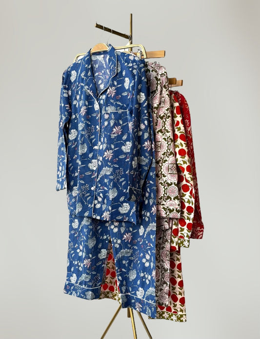 Block Printed Pajamas - Long Sleeve & Pants