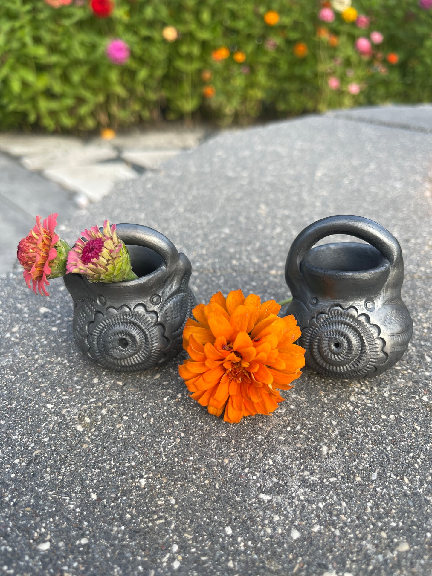 Mini Black Pottery Handled Vase