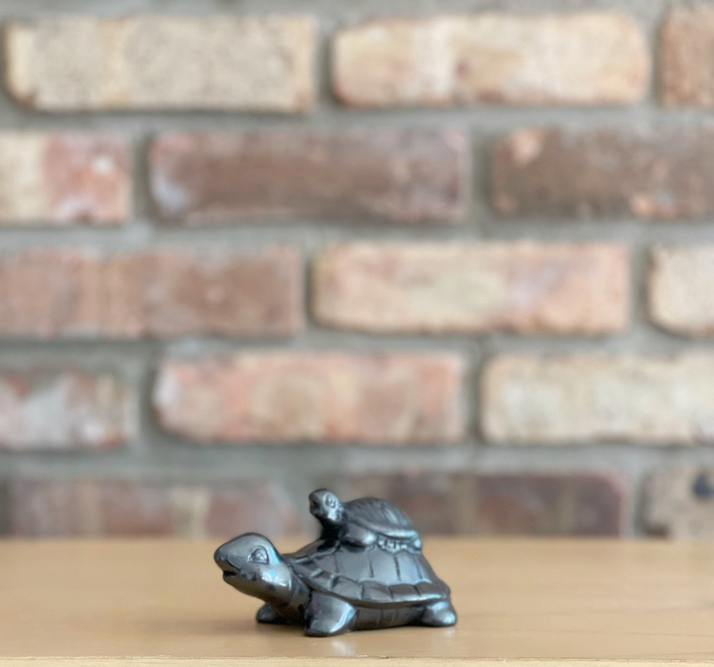 Oaxacan Double Turtle Black Pottery