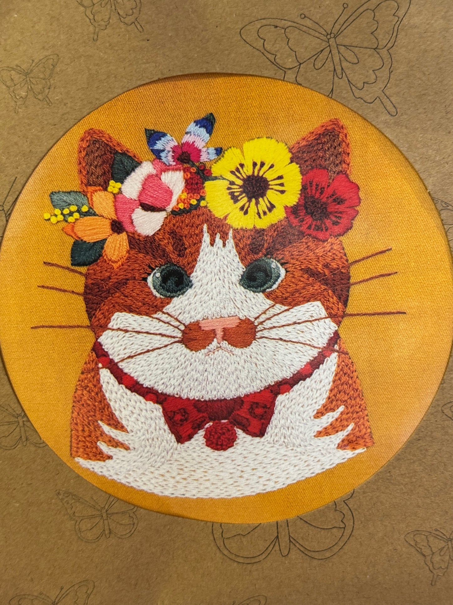 Golden Flower Kitty Cross Stitch Kit