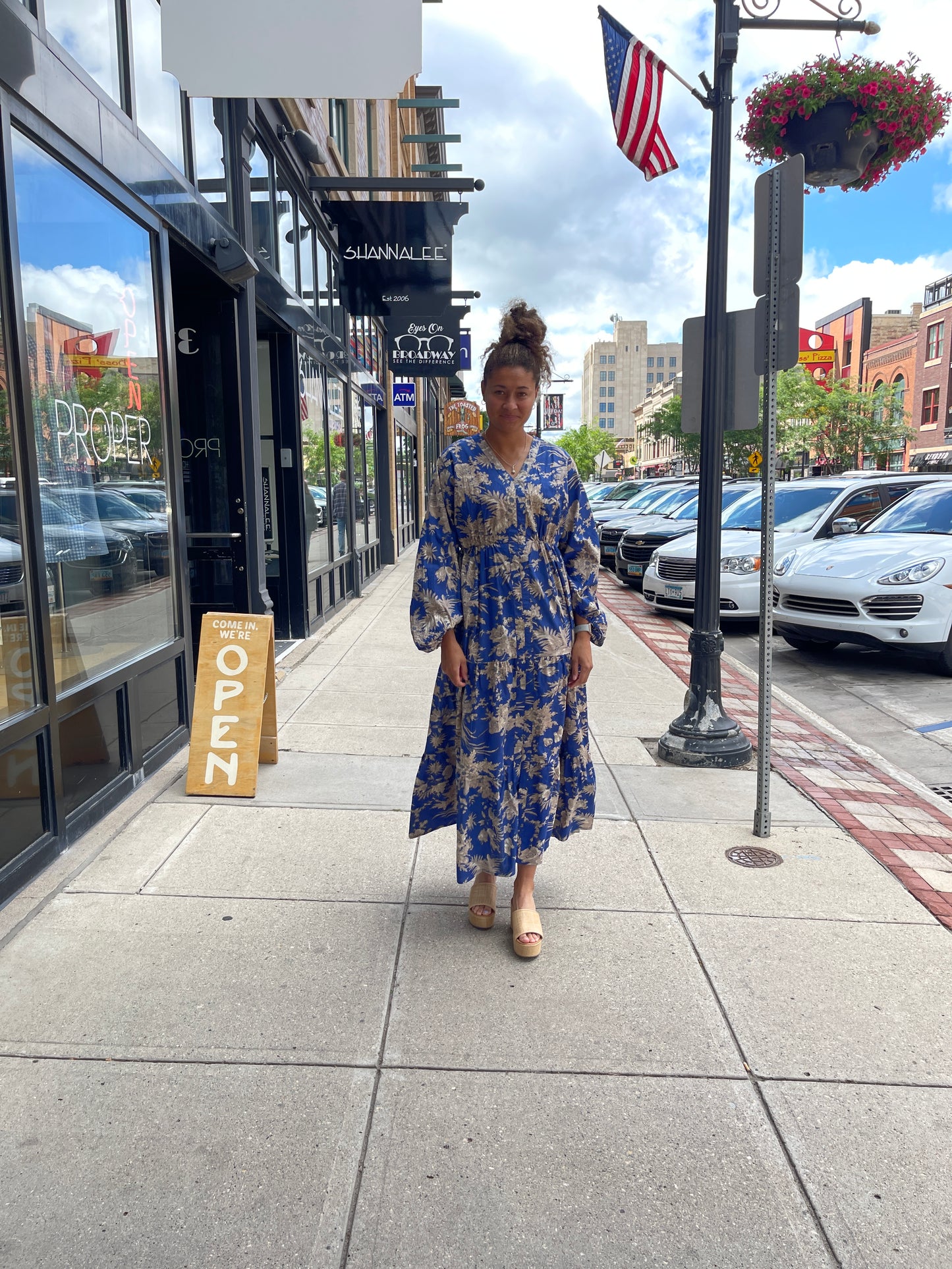 Royal Blue Block Print Maxi Dress