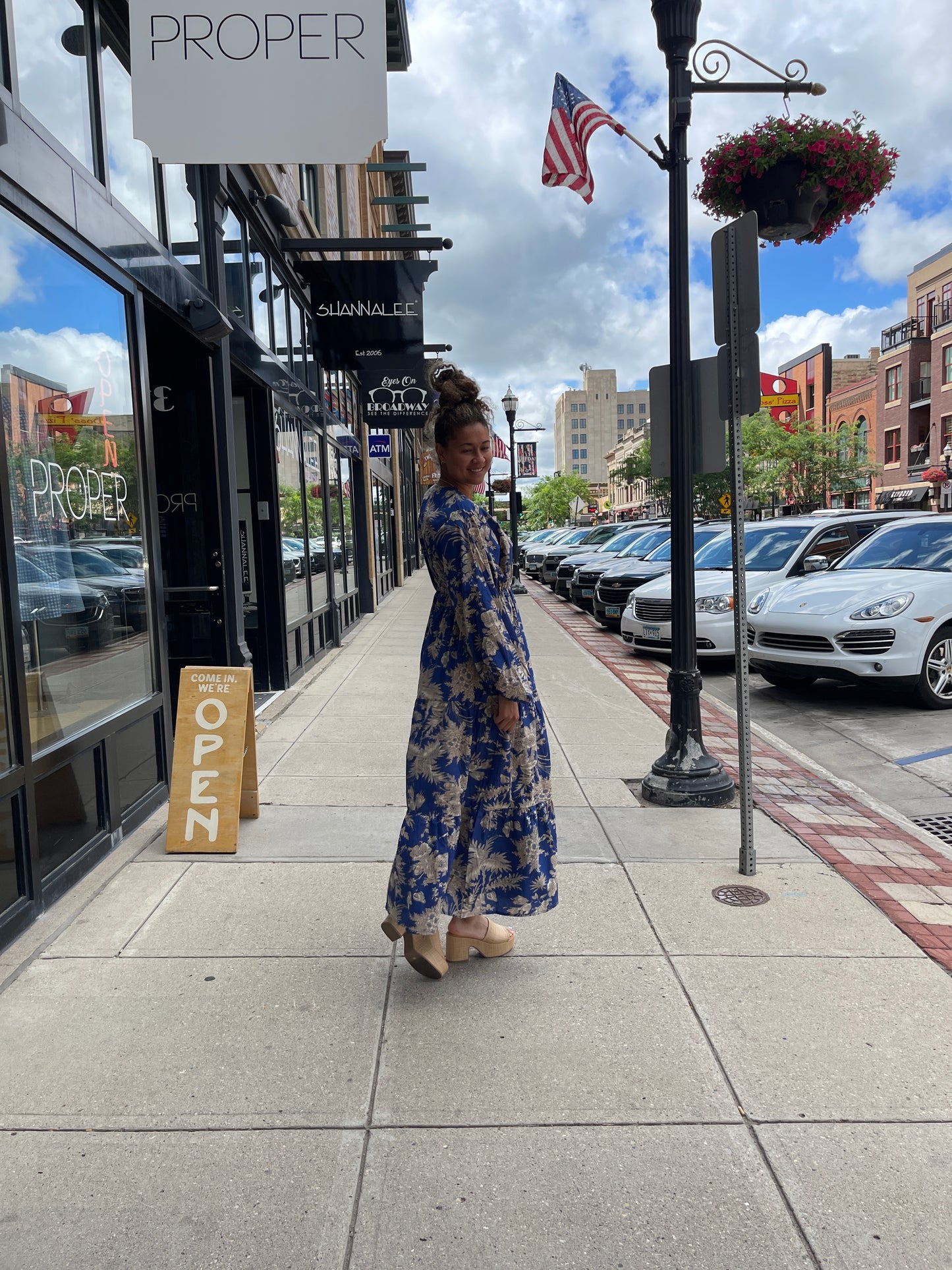 Royal Blue Block Print Maxi Dress