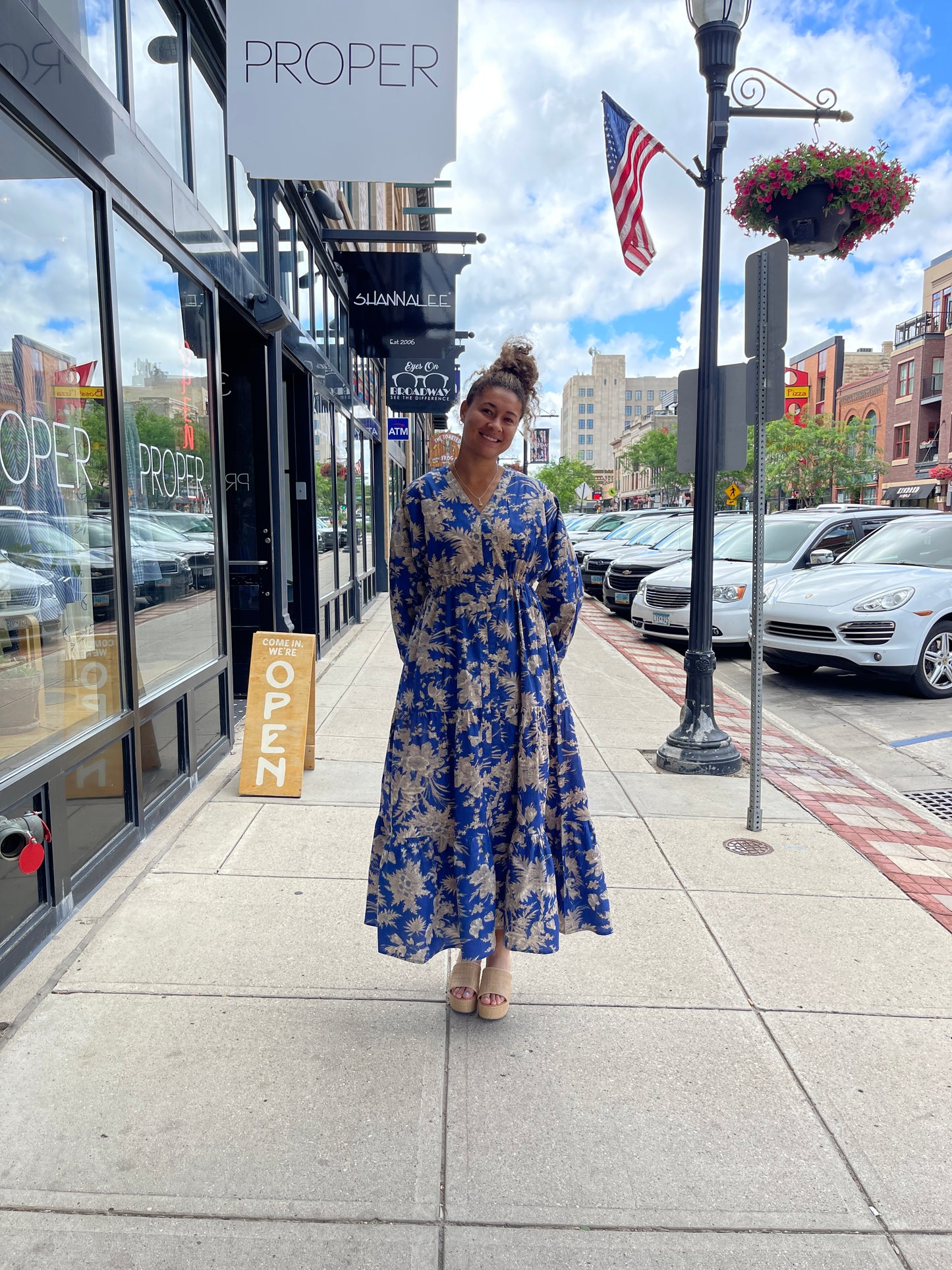 Royal Blue Block Print Maxi Dress