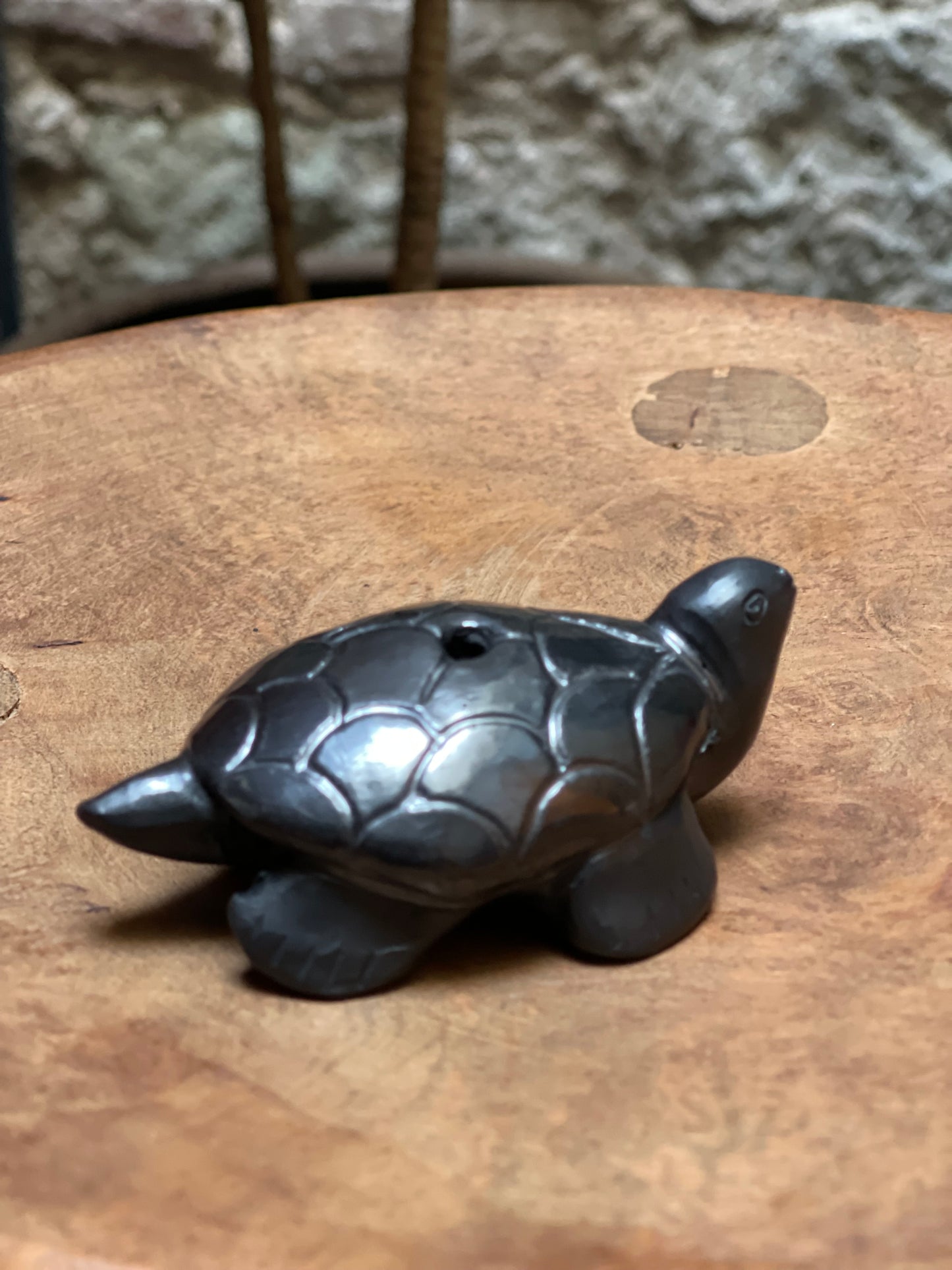 Oaxacan Large Black Pottery Turtle Whistle