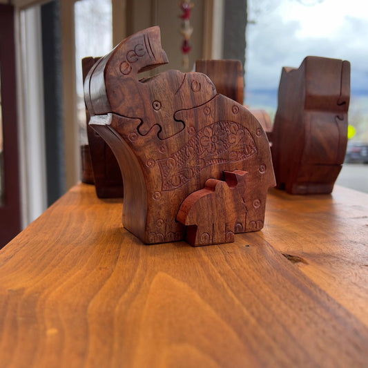 Wooden Puzzle Elephant with Baby