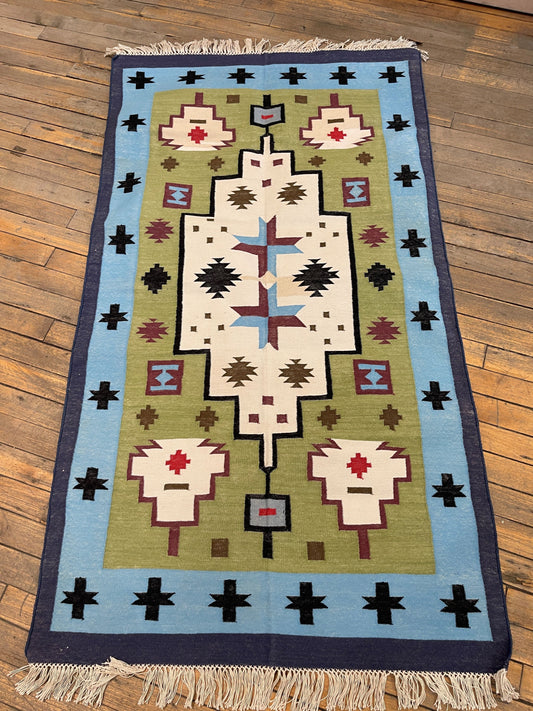 #19 Handwoven Cotton Rug 5' x 33 1/2"