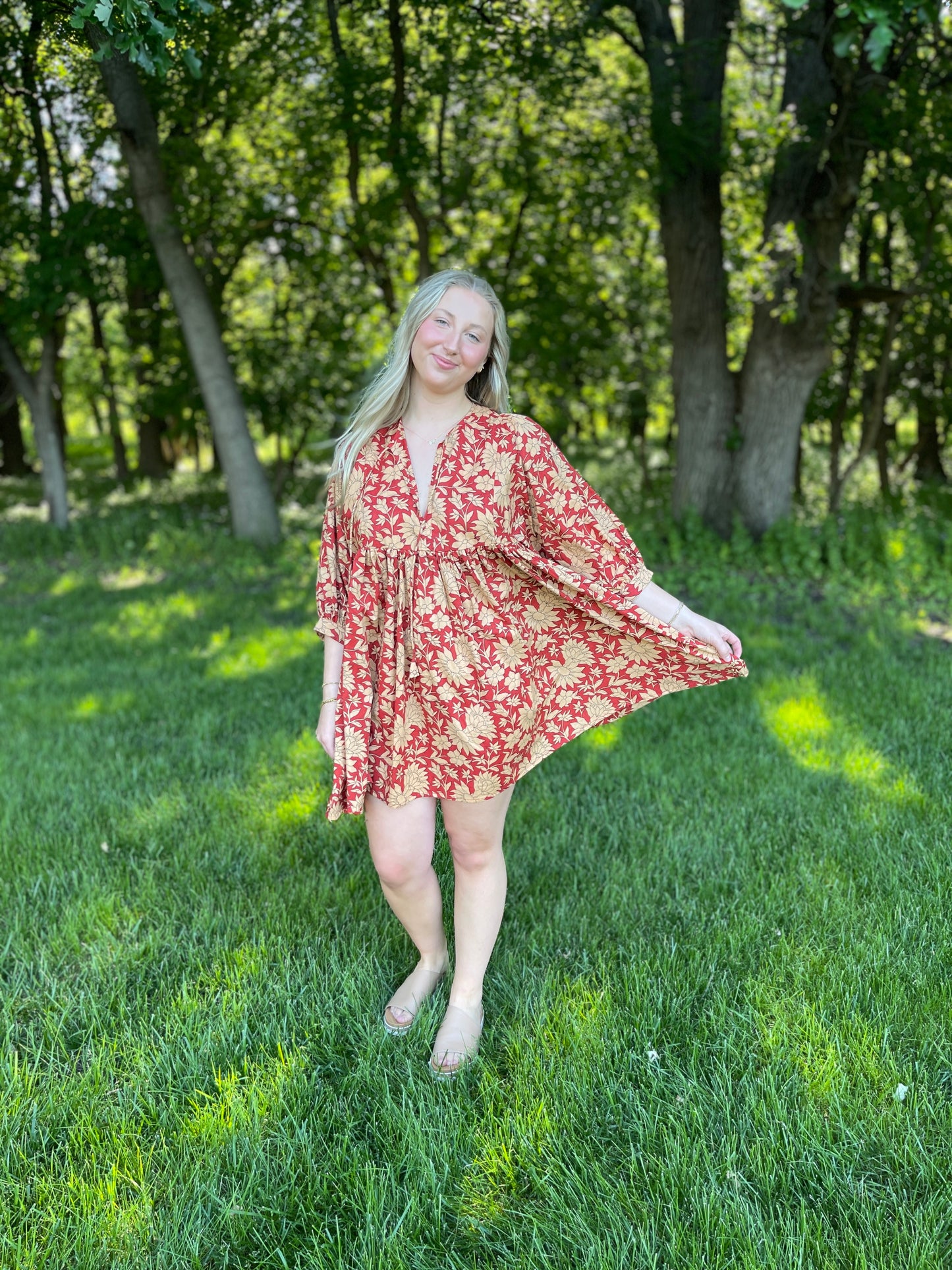 Cotton Floral Block Printed Dress