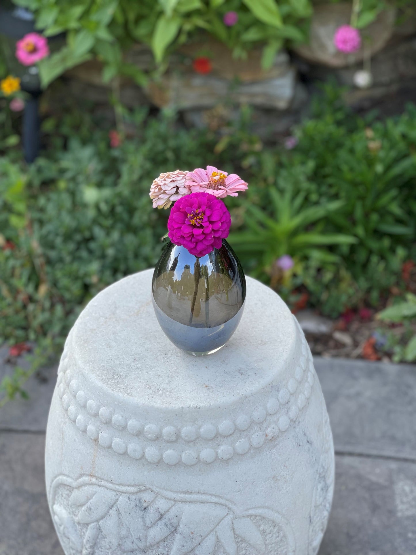 Metallic Brown Hand Blown Bud Vase