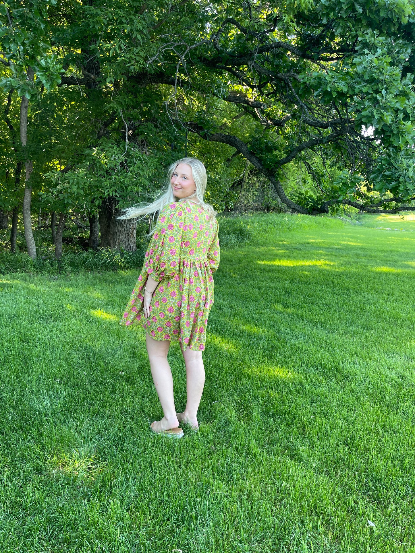 Cotton Block Printed Floral Dress