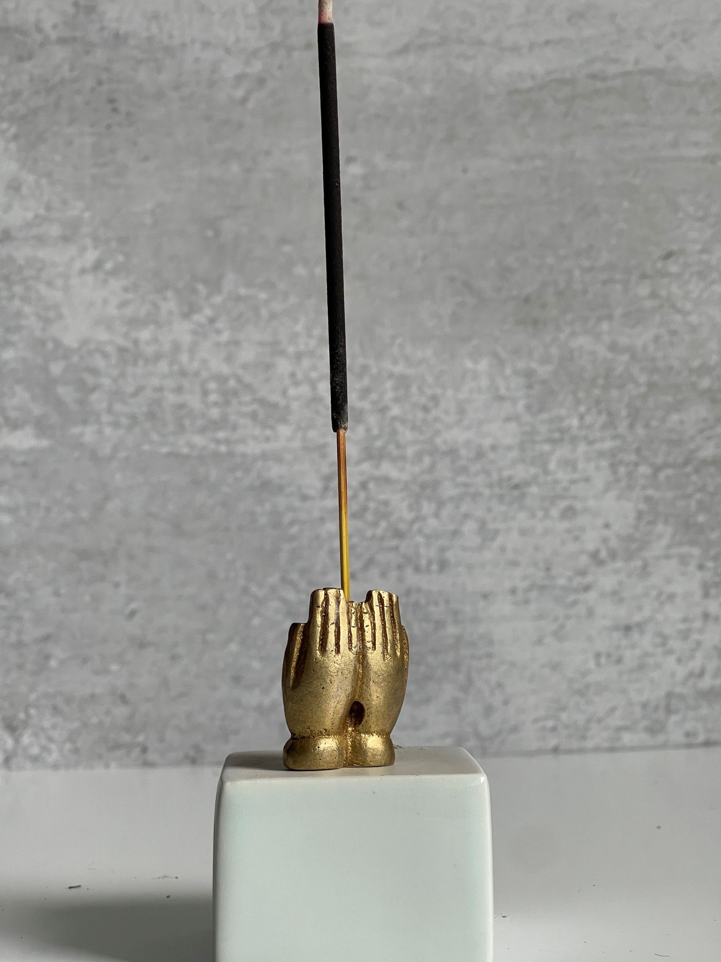 Brass Hands & Elephant Incense Holder