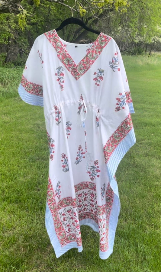 Red & Green Flower Kaftan