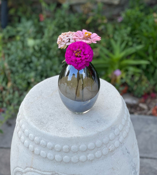 Metallic Brown Hand Blown Bud Vase