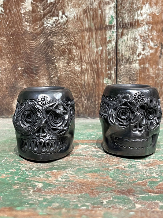 Oaxacan Black Pottery Skull Cups