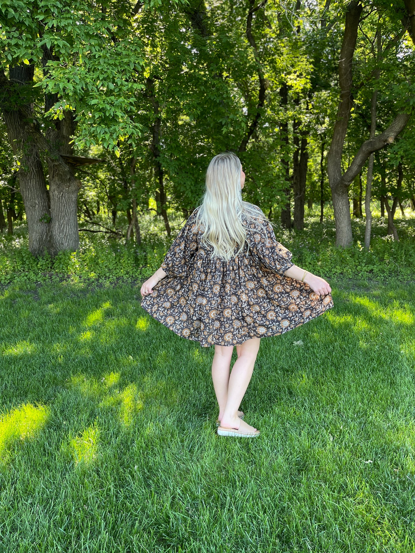 Cotton Hand block Dark floral Dress