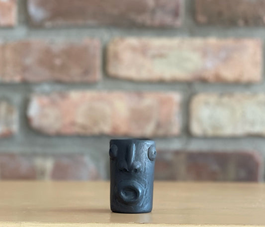 Black Pottery Face Cup Open Mouth