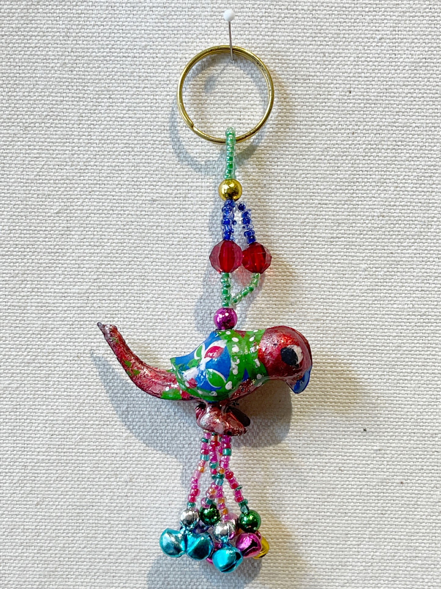 Handmade Wooden Parrot Keychain