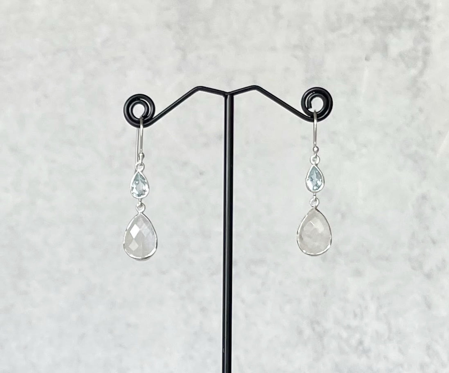 J19 Rainbow Moonstone & Blue Topaz Earrings