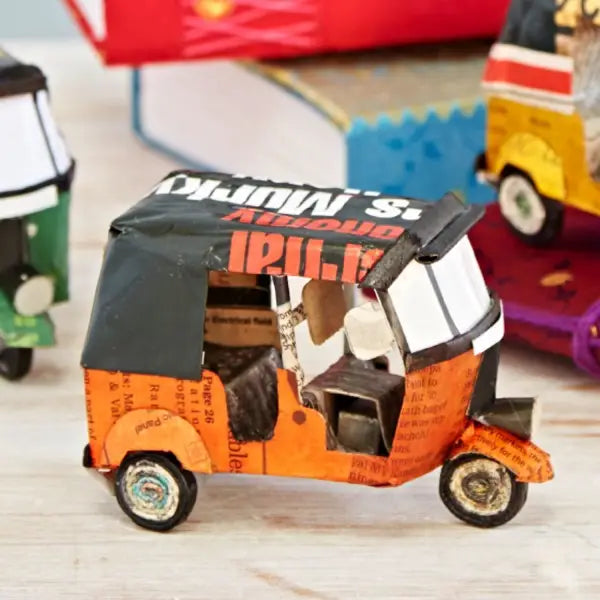 Recycled Newspaper tuk tuk