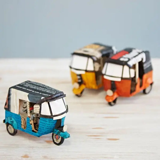 Recycled Newspaper tuk tuk