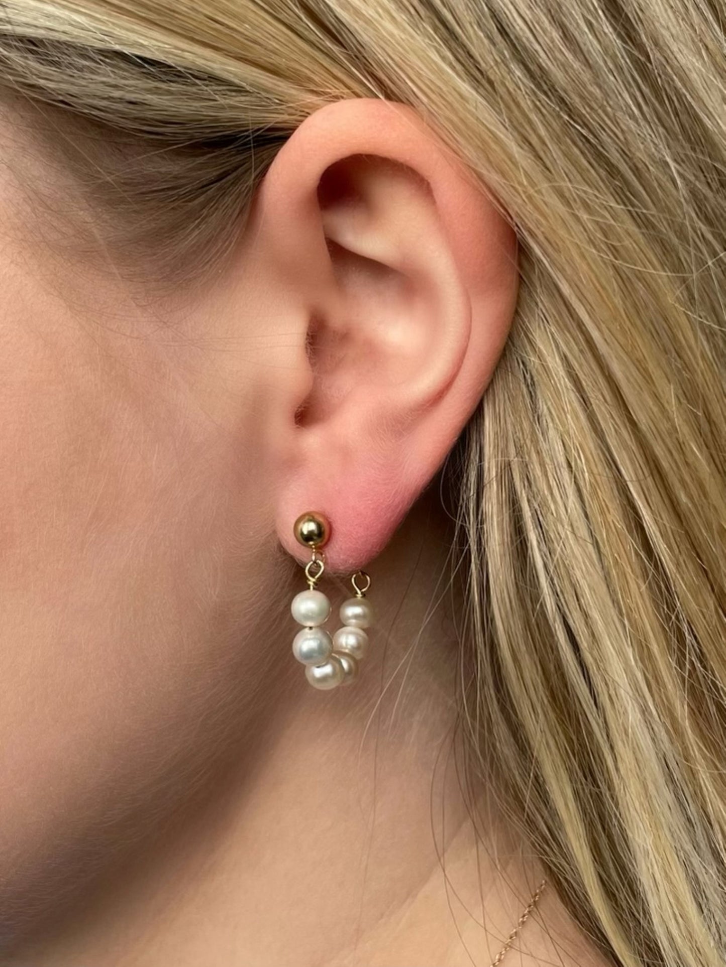 Pearl Loop Gold Earring