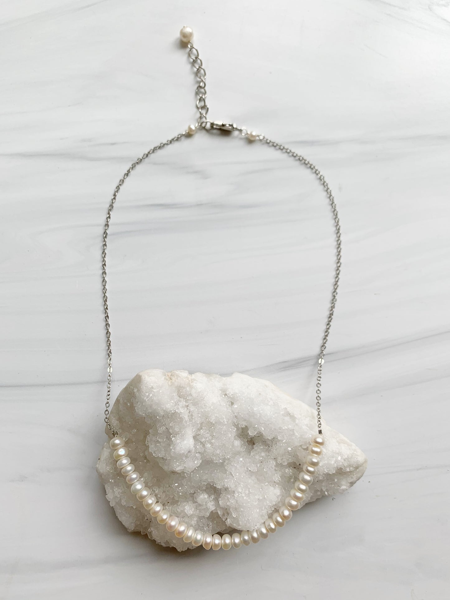 White Pearl Chain Necklace