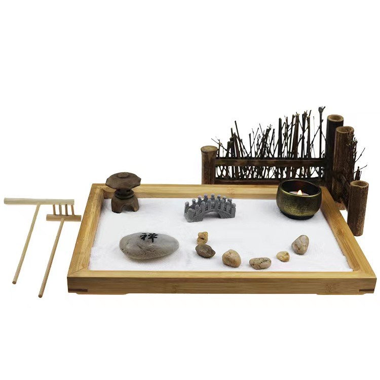 Zen Garden With Bamboo Fence