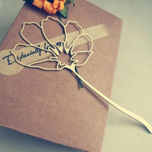 Metal Gensang Flower Gold Bookmark