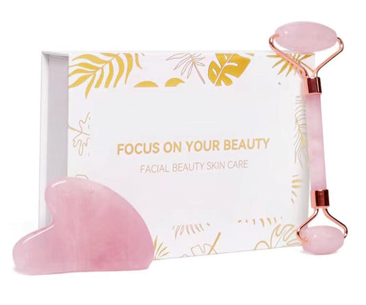 Rose Quartz Roller &  Gua Sha Facial Lifting Tool