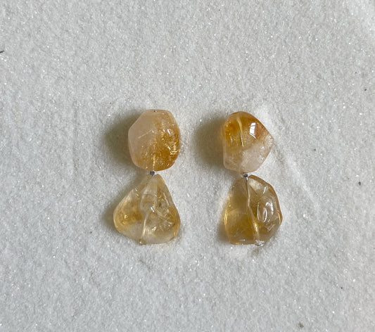 Raw Citrine Two Gemstone Earring