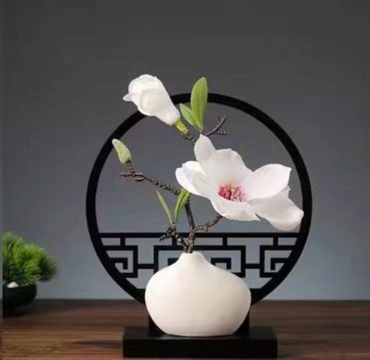 Asian Vase & Flower Accent Piece