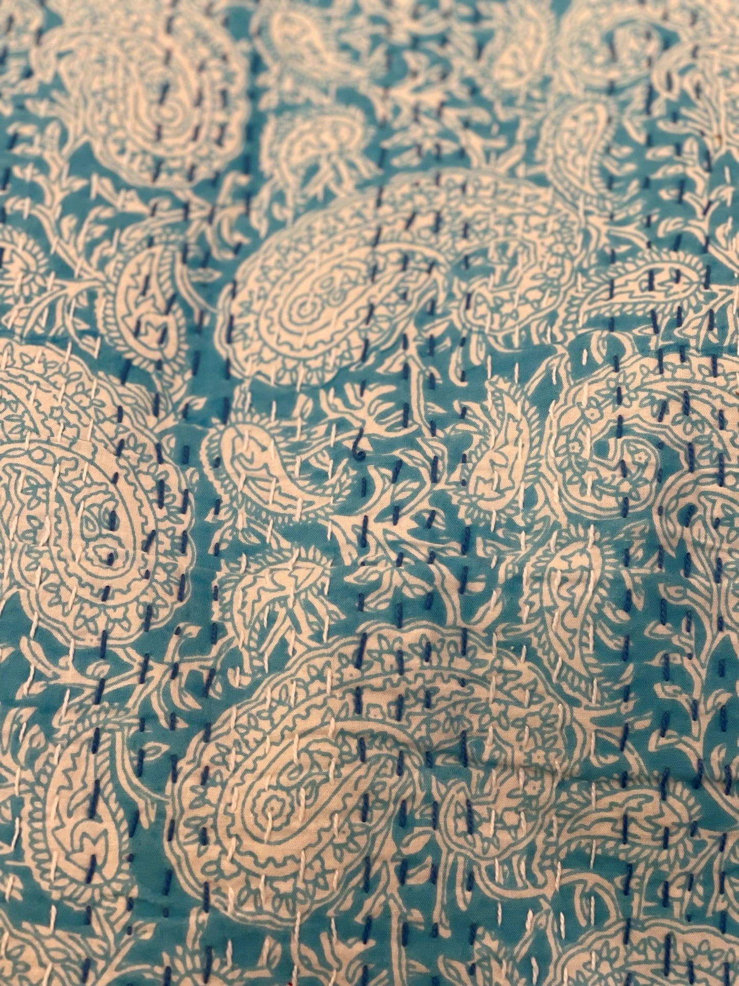 Block Printed Kantha Throw 90 X 108