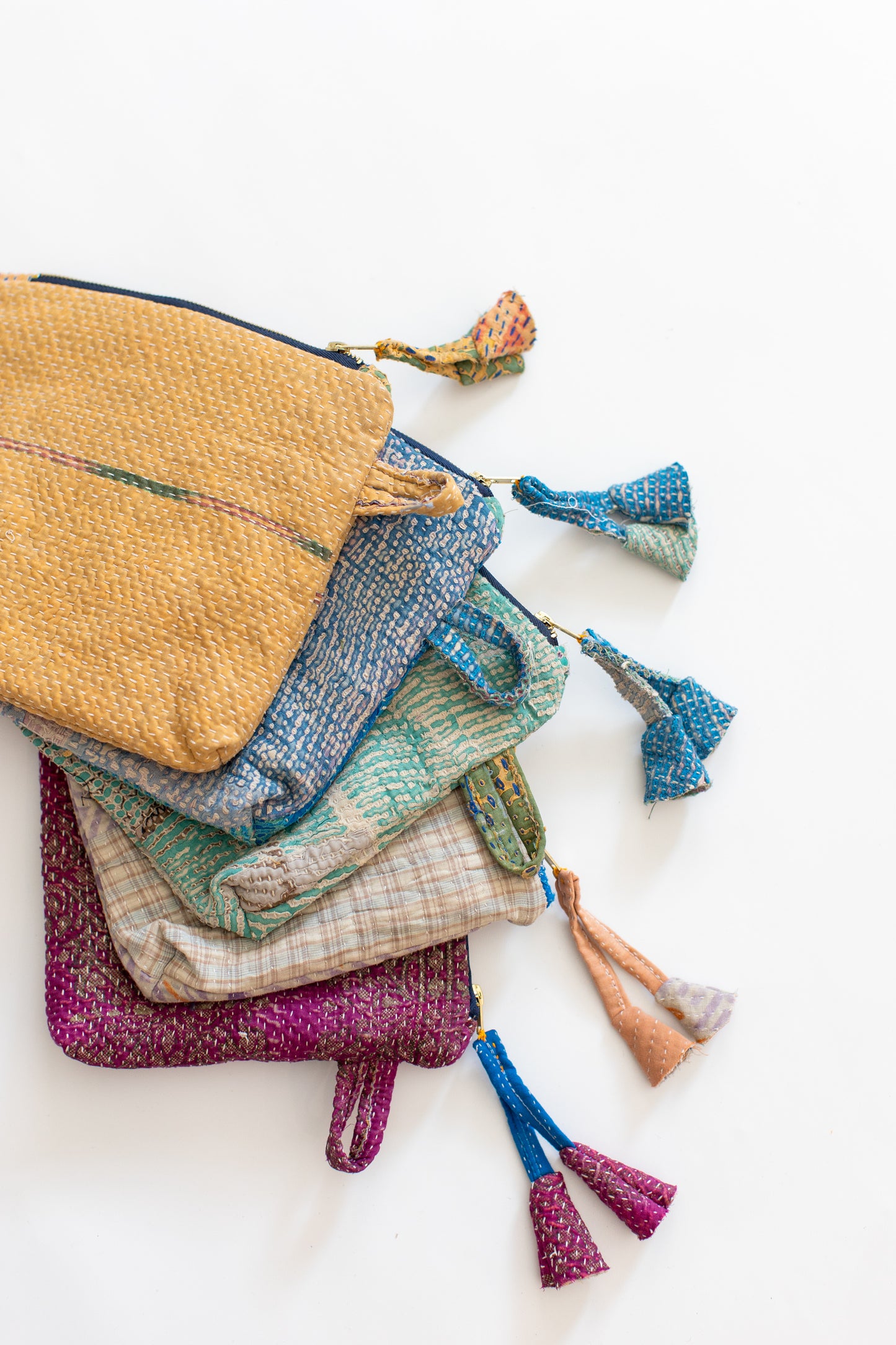 Kantha Zipper Pouch-Purple/Orange