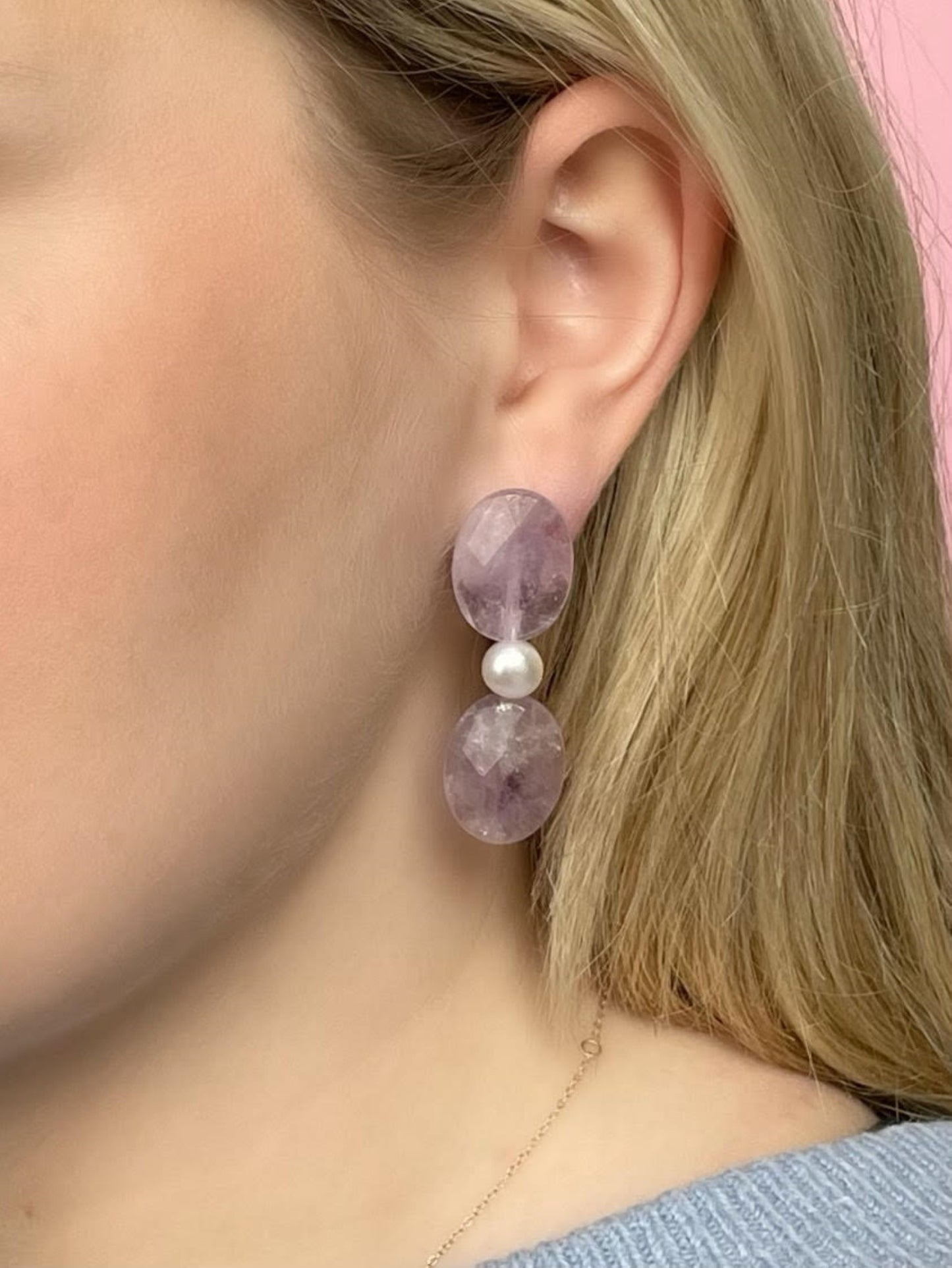 Amethyst & Pearl Earring